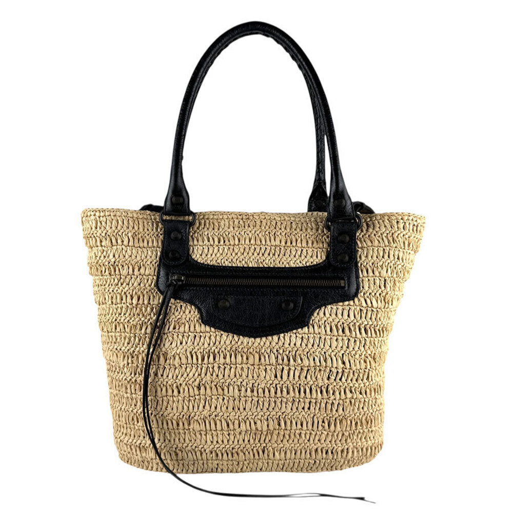 Balenciaga City Basket Shoulder Bag Black Natural - Picture 1 of 4